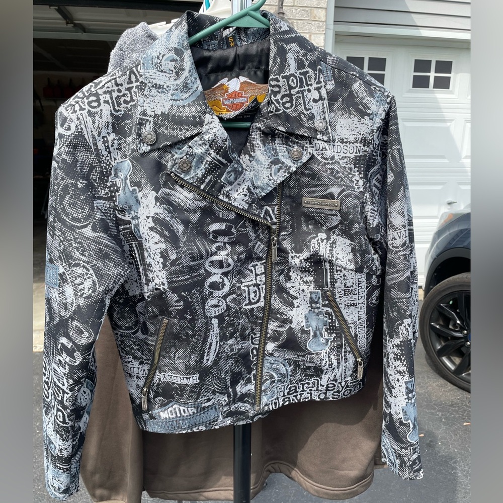 Graphic Black and Gray Biker Jacket